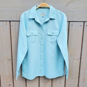 Talbots Women's Linen & Cotton Long Sleeve Button-Up Shirt Sz. S Casual Chic EUC